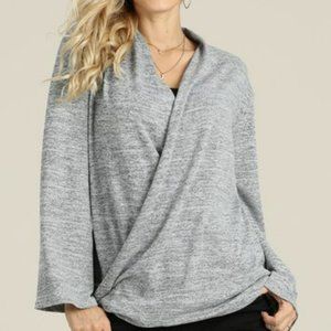 Suzanne Betro Heather Gray V-Neck Wrap Tunic - Size 2X